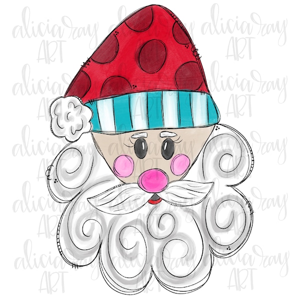 Christmas Sublimation Design | Hand Drawn | PNG Digital Download | Digital Art | Santa Claus | Whimsical Santa