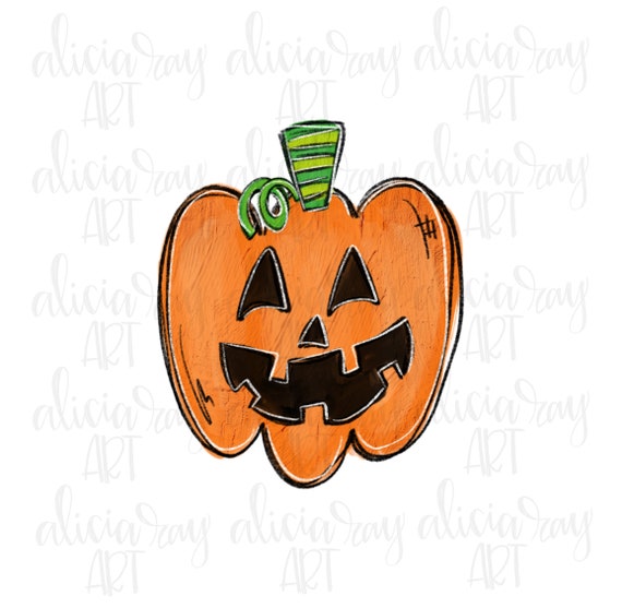 Fall Halloween PNG Digital Download | Hand Drawn Sublimation Printable Art | Whimsical | Jack O Lantern | Pumpkin | Spooky