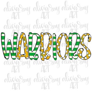 Warriors PNG Sublimation Design | School Spirit Design | Hand Drawn | Sublimation PNG | Digital Download | Printable Art | Digital Art