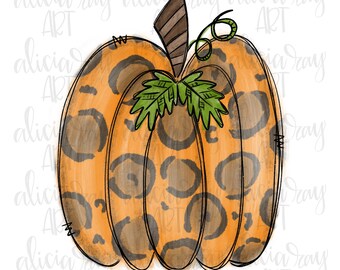 conception de sublimation de citrouille | | dessinée à la main Leopard Pumpkin Sublimation PNG Design | | de téléchargement numérique | d’art numérique Conception d’automne