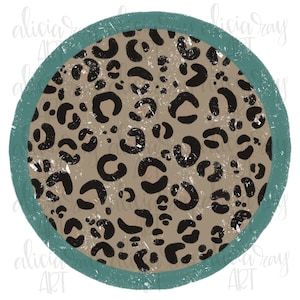 Distressed Leopard Frame PNG Design | Hand Drawn | Digital Download | Hand painted | vintage | monogram frame | retro