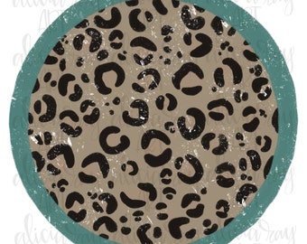 Distressed Leopard Frame PNG Design | Hand Drawn | Digital Download | Hand painted | vintage | monogram frame | retro