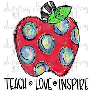 Teacher Sublimation Design | Apple | Hand Drawn | Sublimation PNG | Digital Download | Printable Artwork | Digital Art | School