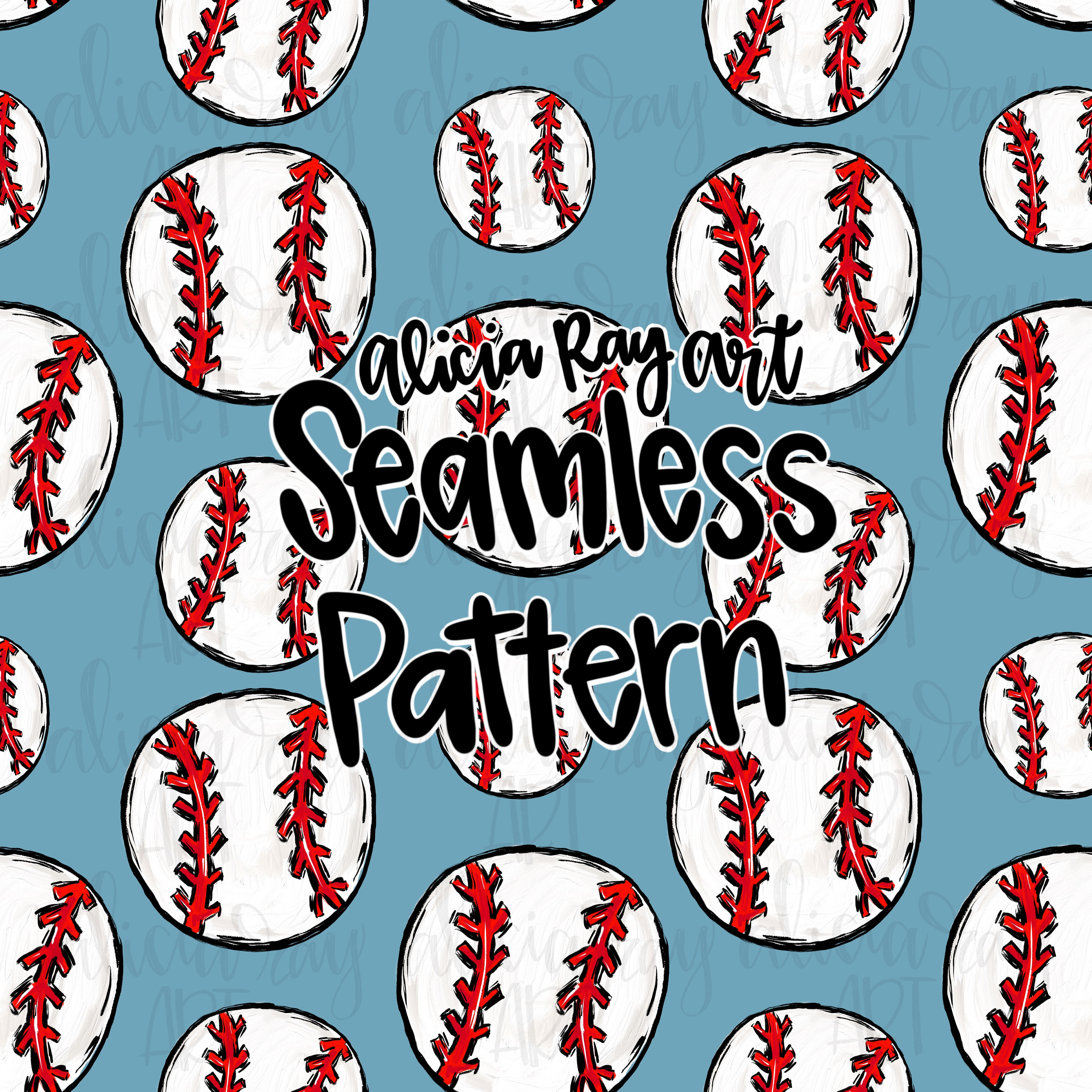 Baseball Seamless File Pattern PNG | Hand Painted Repeat Pattern ...