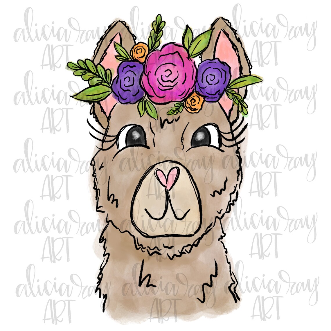 Llama Sublimation PNG Design | Cute Llama PNG | Hand Drawn | Digital ...