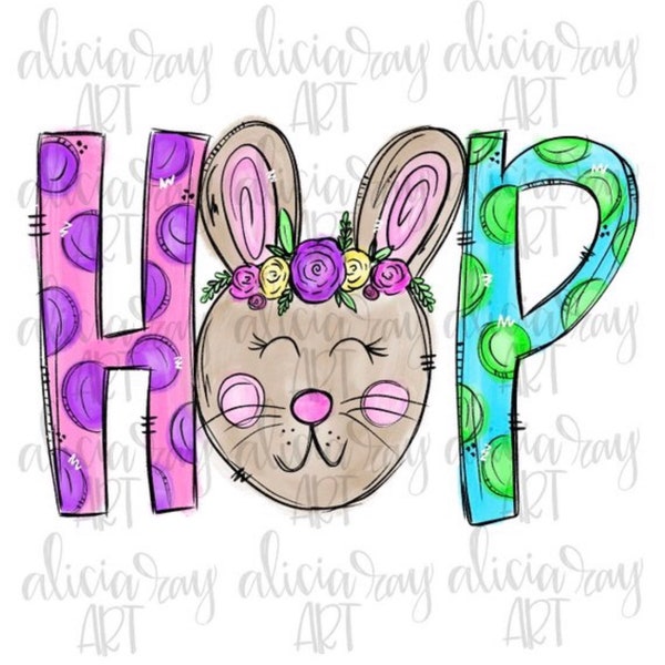 PNG Easter Sublimation Design | Hand Drawn Sublimation Design | Sublimation PNG | Digital Download | Printable Artwork | Digital Art | Hop