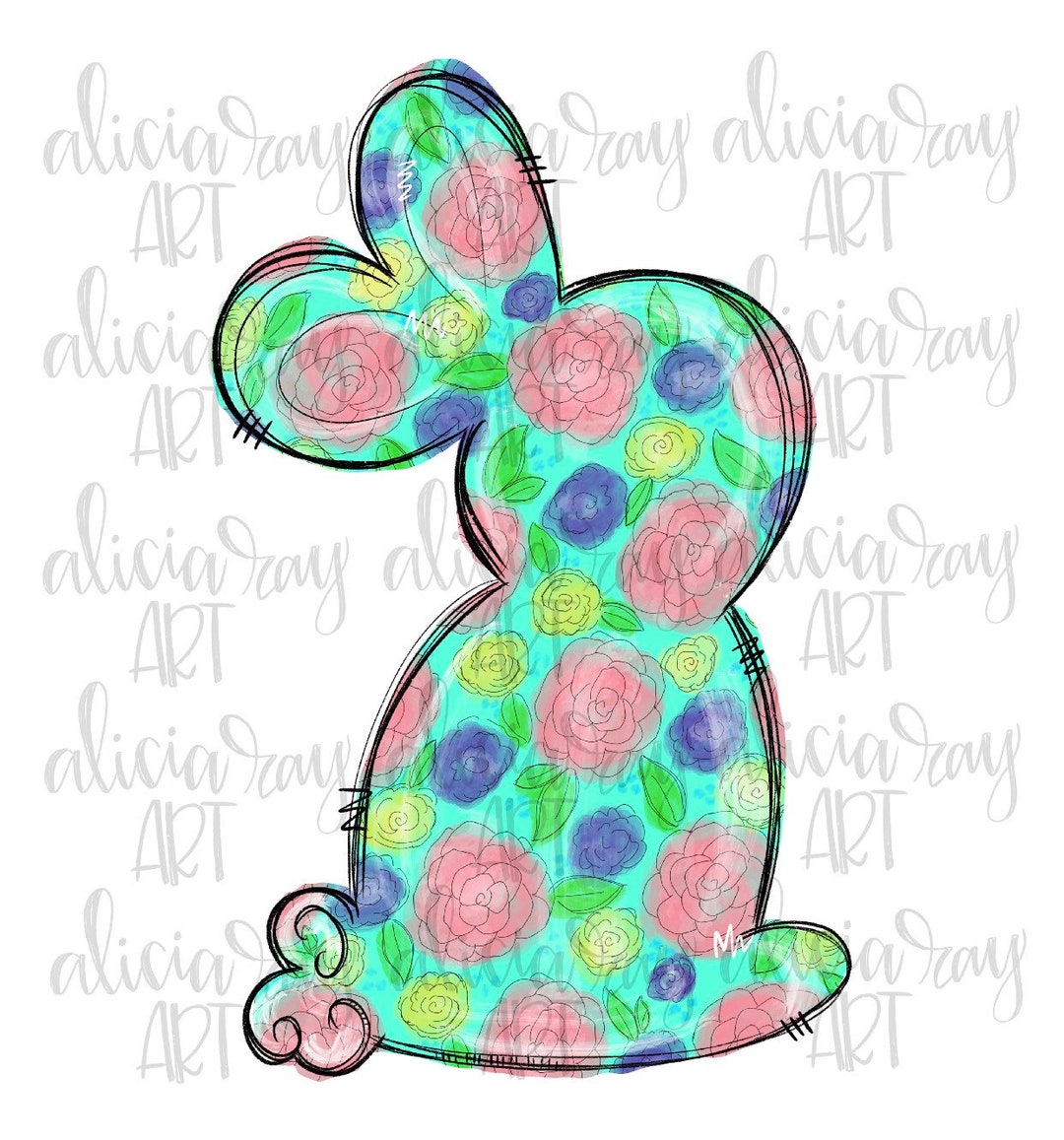 PNG Easter Bunny Sublimation Design | Hand Drawn Floral Bunny ...
