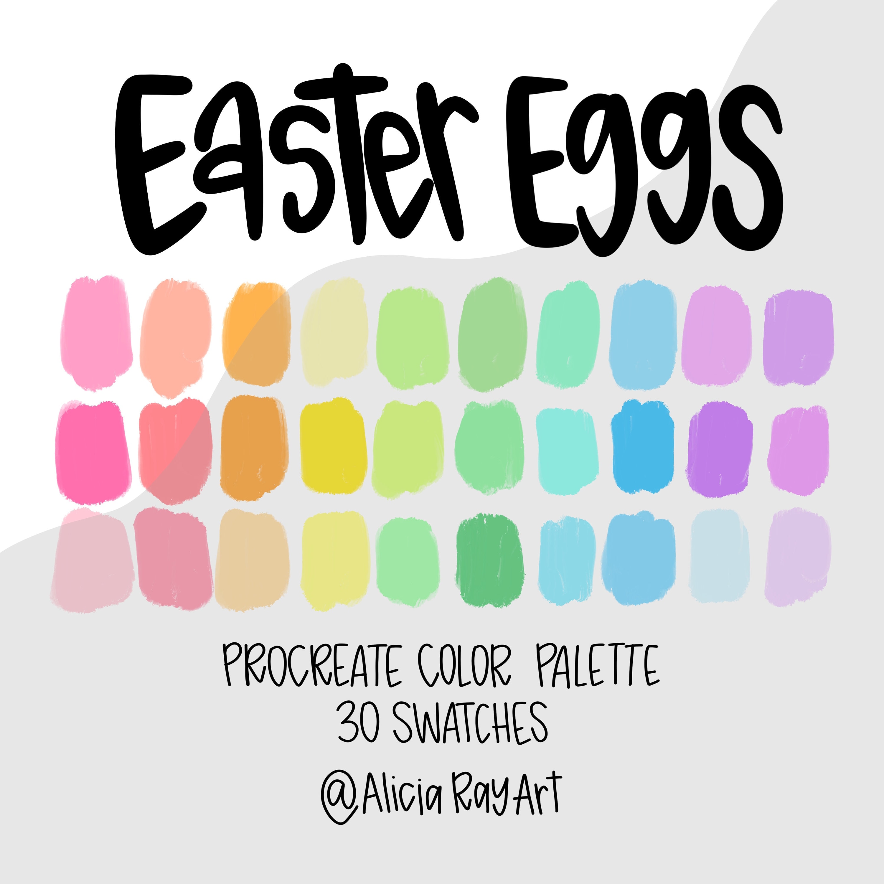 Paleta de colores para Procreate Easter Eggs | Muestrarios pastel de primavera para ilustración en iPad