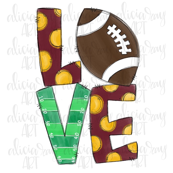 Football Sublimation Design | Football Mom | Hand Drawn | Sublimation PNG | Digital Download | Printable Digital Art | maroon and gold