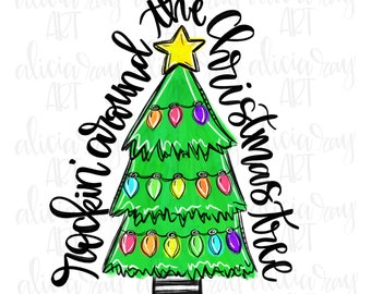 Christmas PNG Design | Hand Drawn Digital Download | Digital Art | Christmas Tree | Colorful | Merry Christmas | Whimsical | T-shirt design