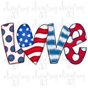 Patriotic Love PNG | Sublimation Design | American Flag | July Fourth | USA | Digital Download | Printable Digital Art | Patriotic Heart