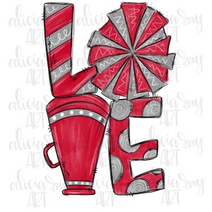 Cheer Sublimation Design | Cheer Mom | Hand Drawn Sublimation PNG | Digital Download | Digital Art | Cheerleader design crimson gray