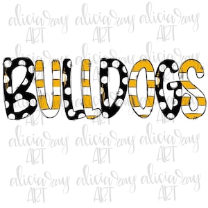 Bulldogs PNG Sublimation Design | Black and Gold School Spirit Design | Hand Drawn | PNG | Digital Download | Printable | Digital Art
