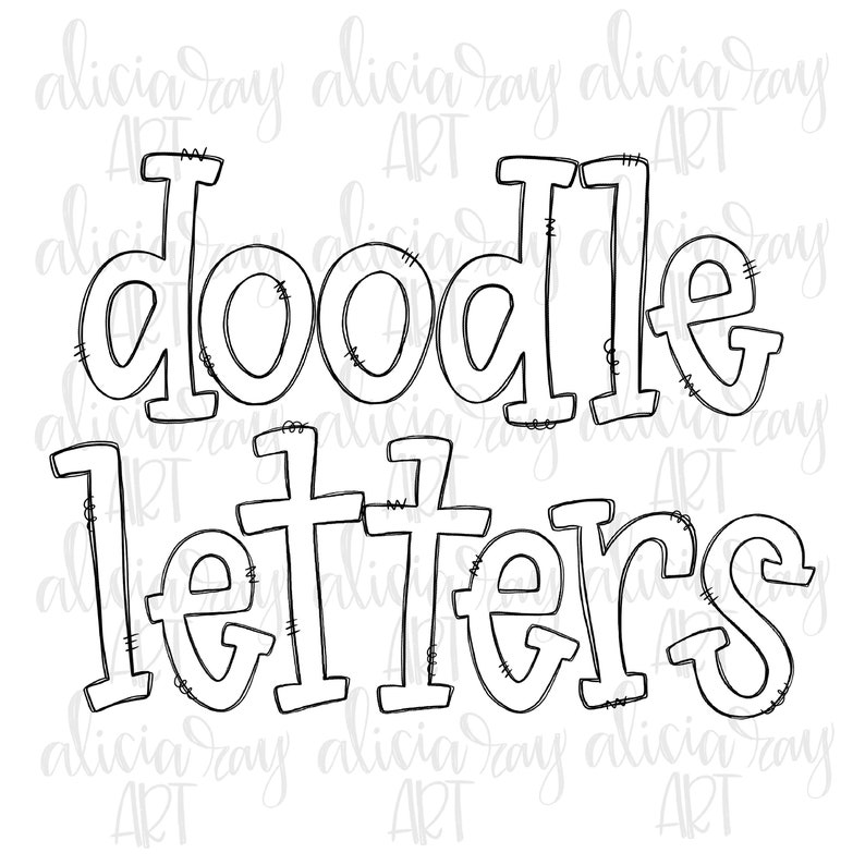 Doodle Buchstaben Alphabet mit transparenten Innen | Hand gezeichnet Alphabet | Untere Fall Alpha Pack digitaler Download | Druckbare digitale Kunst Bild 1