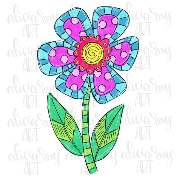 Whimsical Flower Sublimation PNG Design | Flower Design | Summer Digital Download | Printable Art | Digital Art | Cute funky flower | Nature