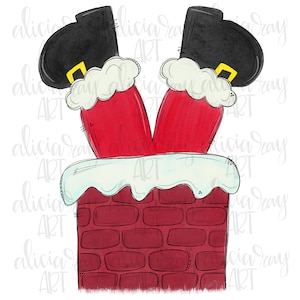 Christmas Sublimation Design | Hand Drawn | PNG Digital Download | Santa Claus | Chimney | Santa Legs