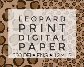 Leopard Digital Paper PNG Design / Hand Painted / Scrapbook Paper / Digital Download / Leopard Background / Animal Print / Cheetah