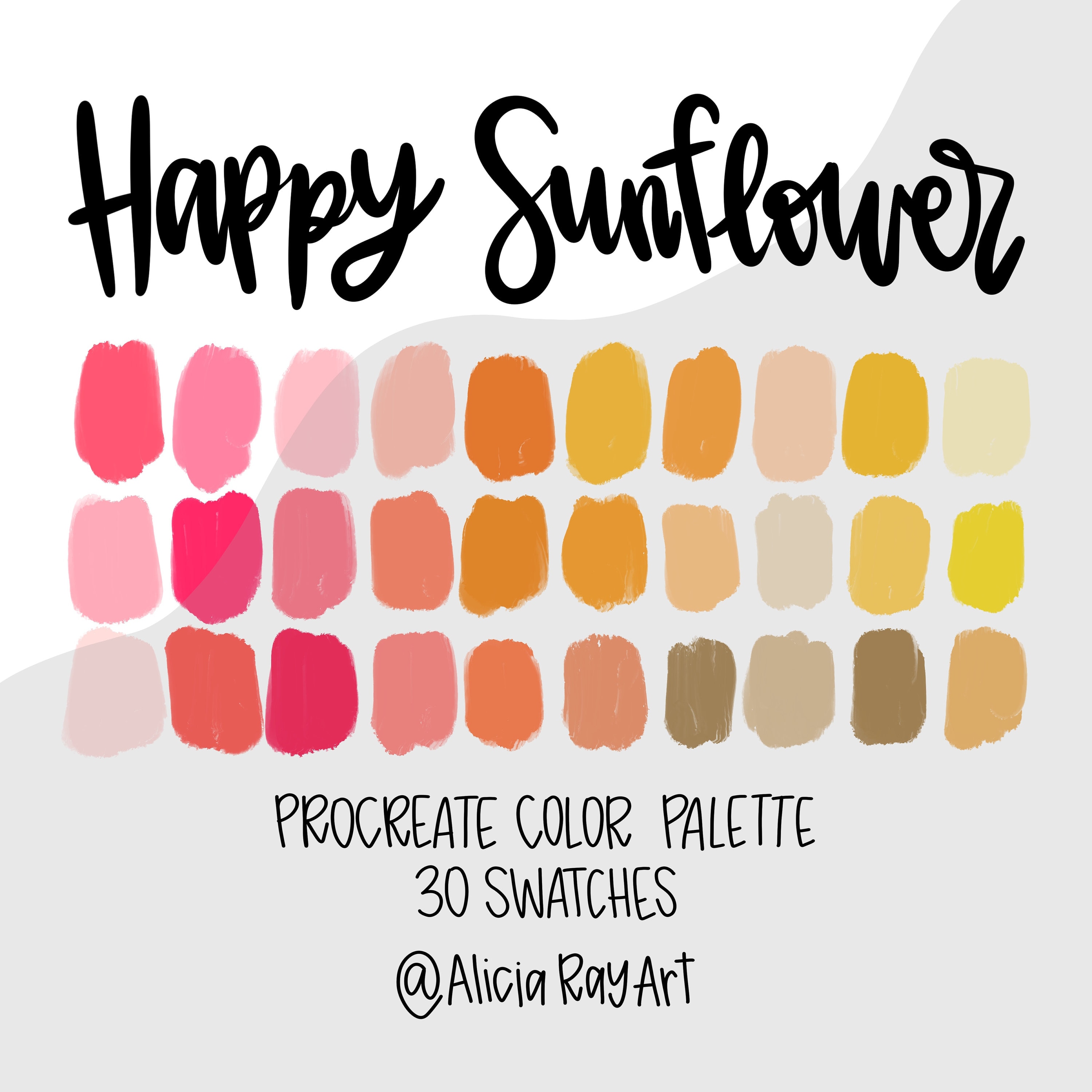 Paleta de colores Procreate Happy Sunflower – Swatches para ilustración en iPad