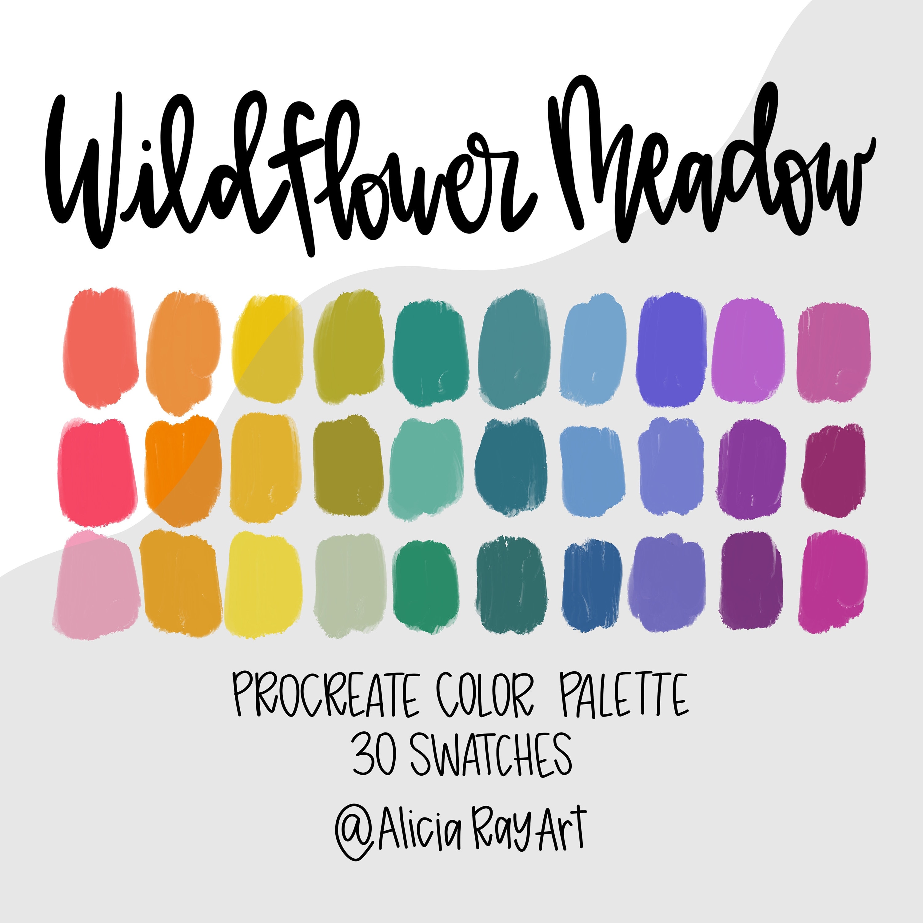 Paleta de colores para Procreate Wildflower Meadow | 30 muestras seleccionadas a mano para ilustración en iPad