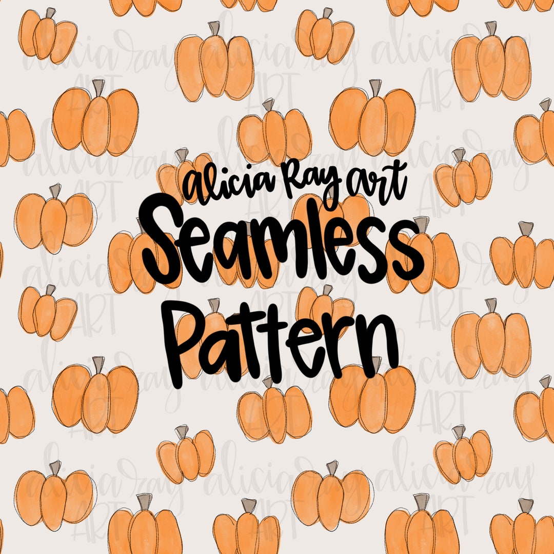 Watercolor Pumpkins Fall Print Seamless File PNG | Hand Painted Repeat ...