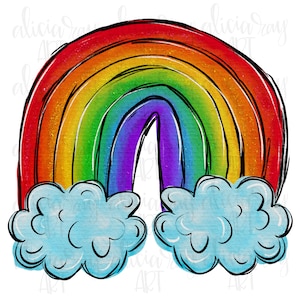 Rainbow PNG Sublimation Design | Hand Drawn Sublimation PNG | Digital Download | Printable Digital Art | Spring | Glitter