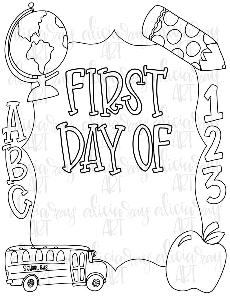 School Coloring Page Digital Download First Day of School Etsy UK