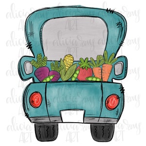 Farm Truck Sublimation PNG Design | Vegetables | Summer Digital Download | Printable Art | Digital Art | Spring | Farmer | Fresh Veggies