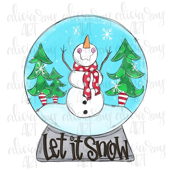 Snow globe Sublimation PNG Design | Hand Drawn | Christmas | Digital Download | Digital Art | Let It Snow | Snowman | Winter