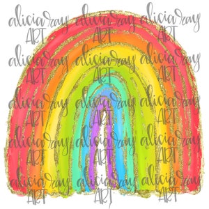 Rainbow PNG Sublimation Design | Hand Drawn Sublimation PNG | Digital Download | Printable Digital Art | Bright | Painted