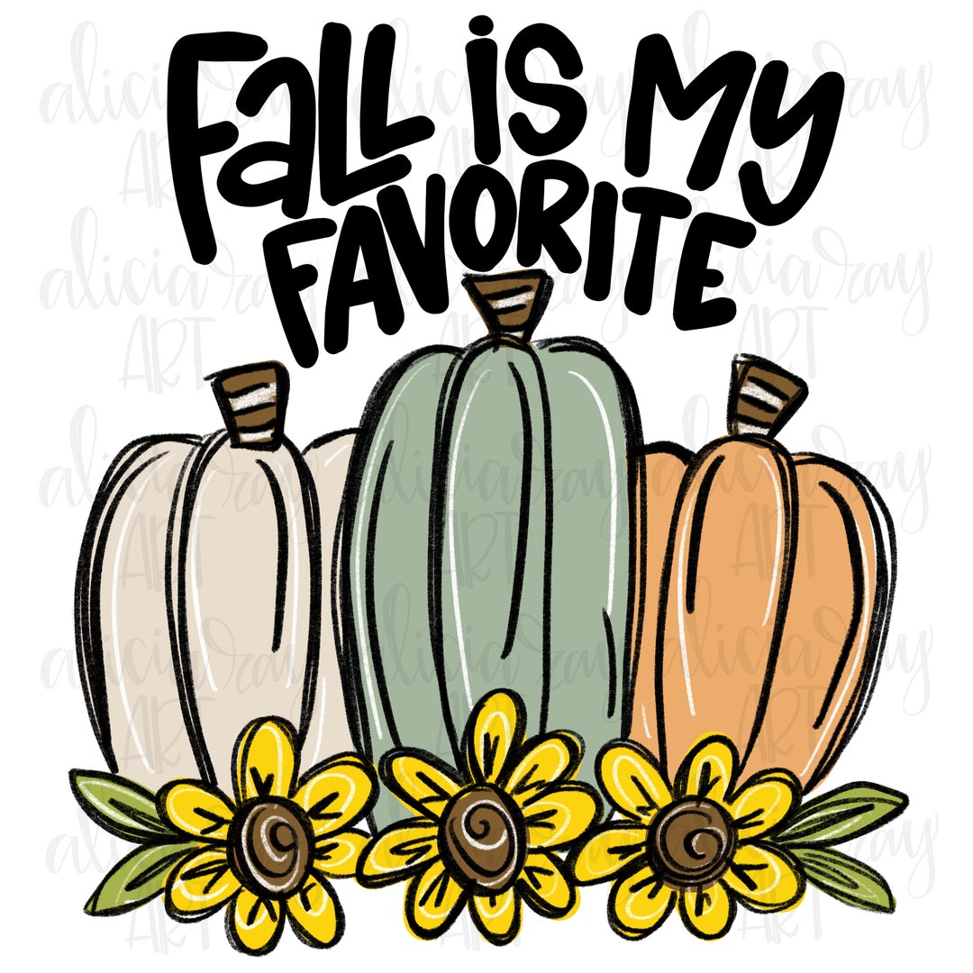 Fall Pumpkin Sunflowers PNG Digital Download Hand Drawn Sublimation ...