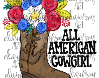 Patriotic Cowboy Boot PNG File | Sublimation Design | American Flag | July Fourth | USA | Digital Download | Printable | American Cowgirl