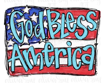 Patriotic American Flag Sublimation Design | Hand Drawn PNG Design | Digital File Download | Towel Design | Pillow | Tumbler Design