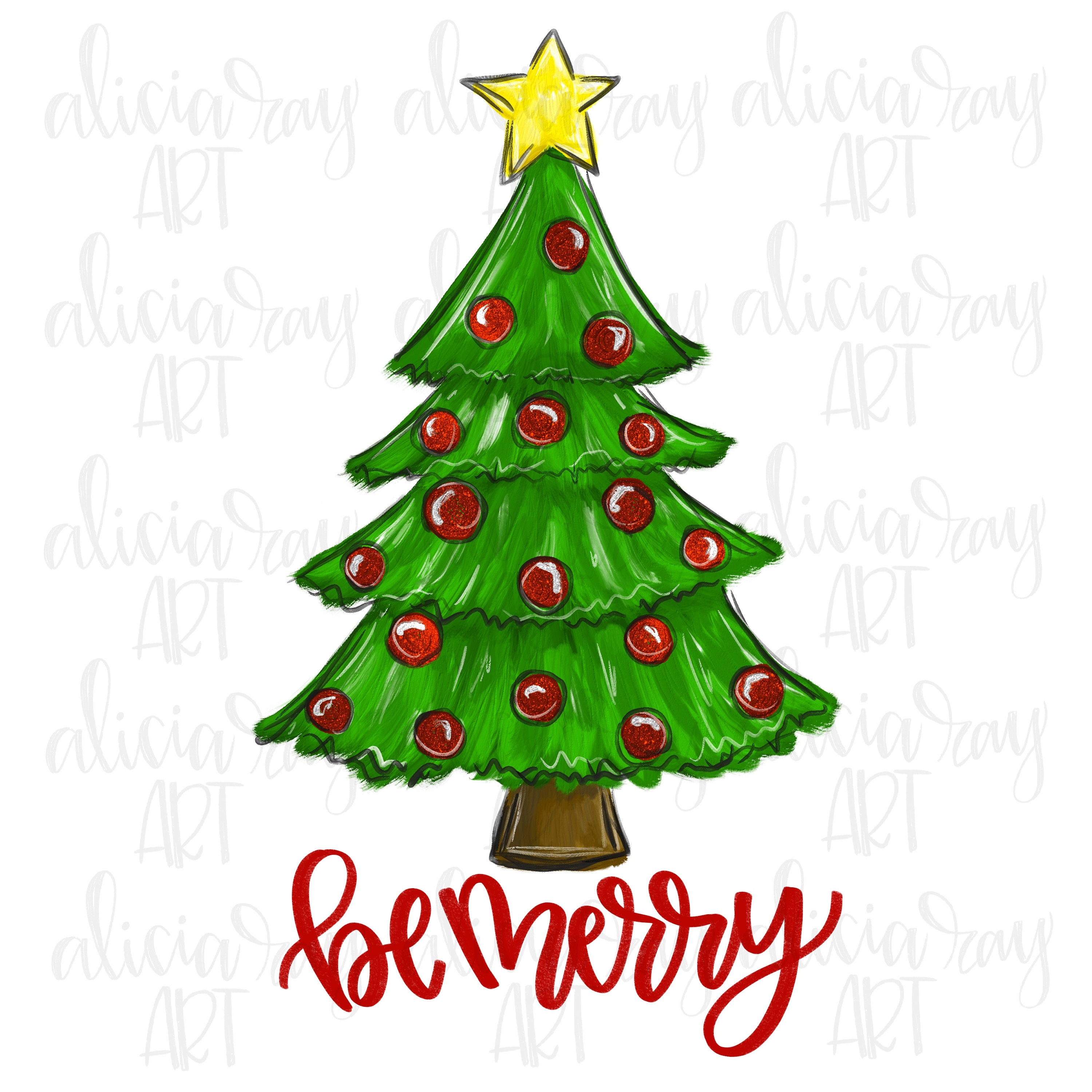 Kerstboom Png Design Handgetekende Digitale Download - Etsy Nederland