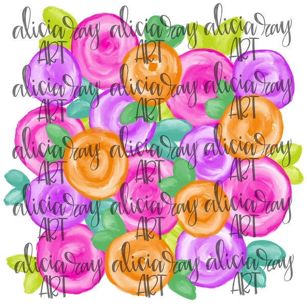 Floral Bundle Hand Drawn PNG File | Sublimation PNG | Flowers | Blank Flowers | Spring Summer Design