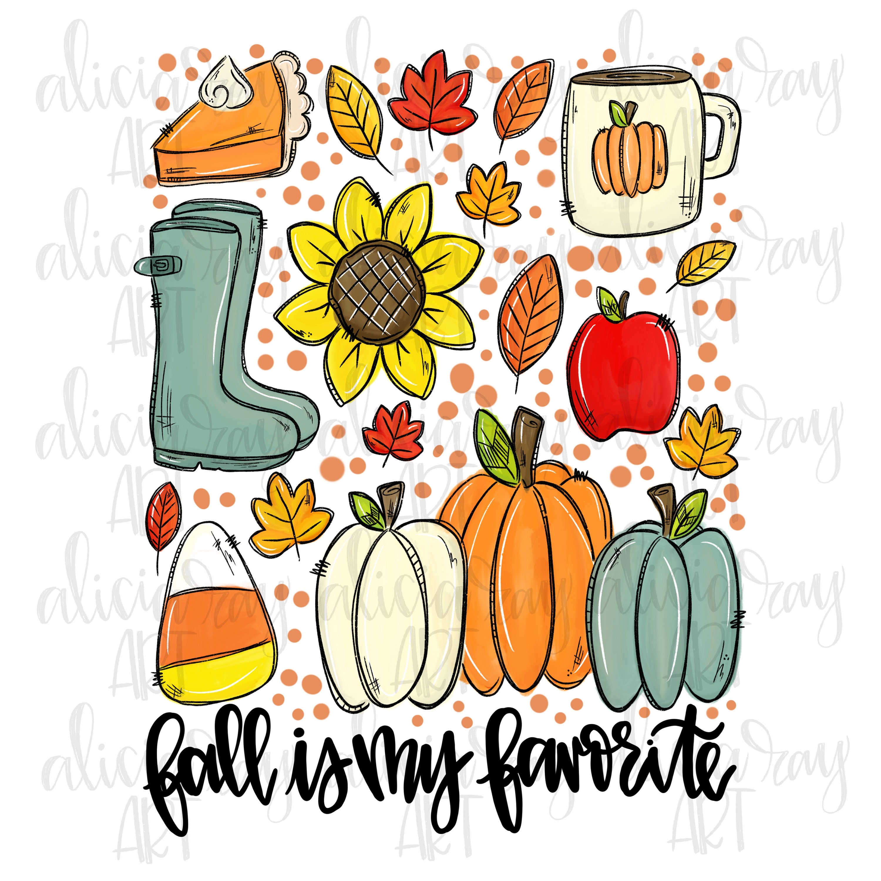 Fall Sublimation PNG Design Hand Drawn Pumpkin Digital | Etsy