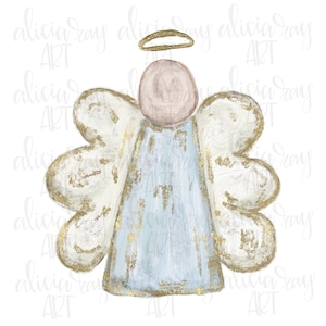 Painted Angel Digital Download | Hand Drawn PNG File | Christmas | Textured Angel Design | Towel Design | Pillow Design | Sublimation