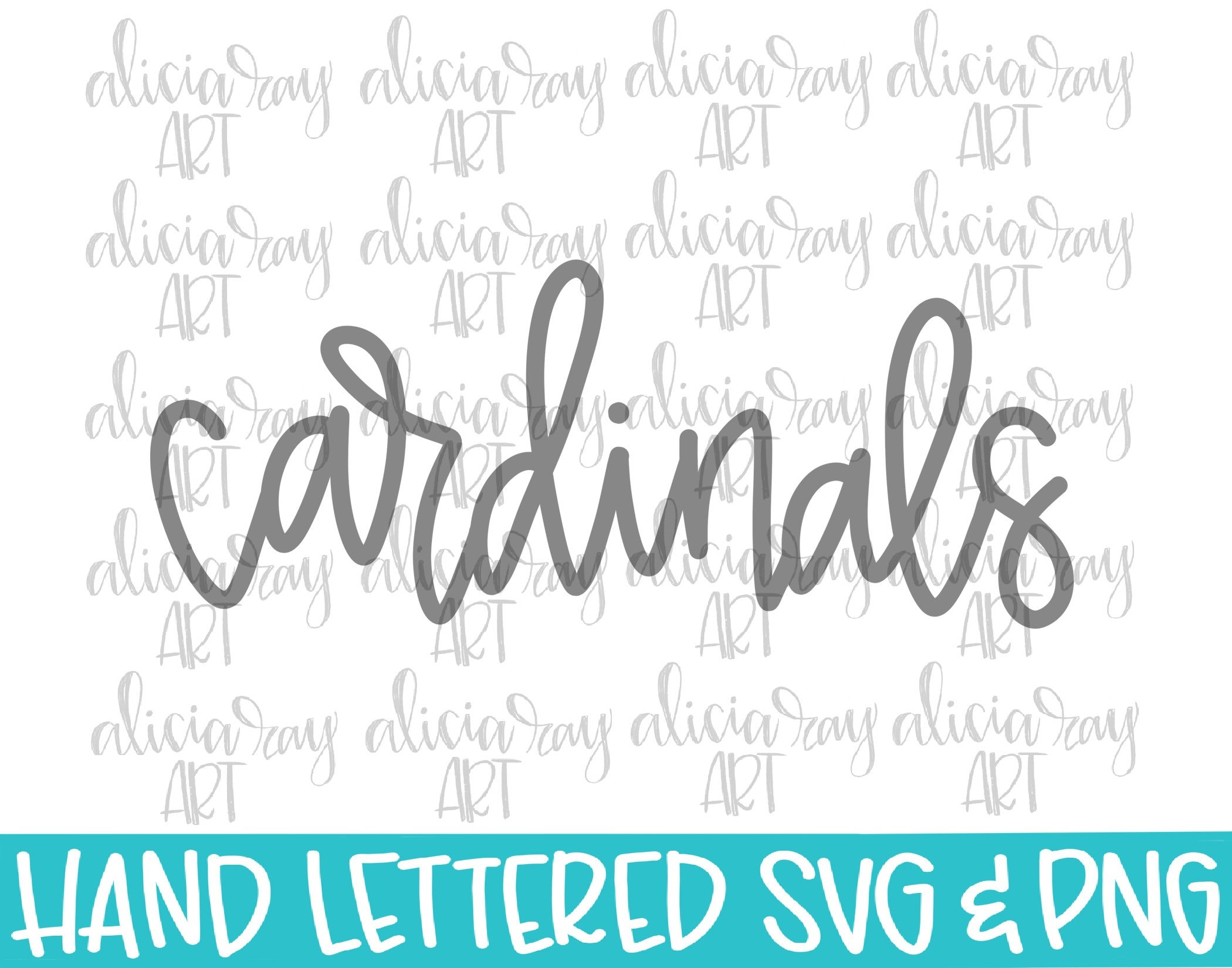 Cardinals Hand-Lettered PNG Sublimation Download | Mascot Script Design for T-Shirts, Decals & Sports Fans