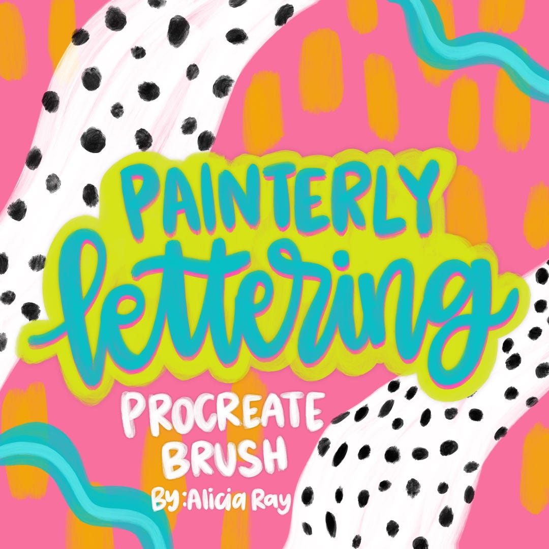 Painterly Lettering Procreate Brush | Texture Paint Brush for Procreate ...