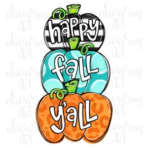 Pumpkin PNG Design | Hand Drawn | Cute Pumpkin Stack Digital Download | Digital Art | Happy Fall Y&#39;all | Leopard