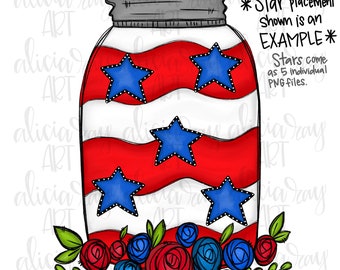 Patriotic Mason Jar Sublimation Design | July Fourth | PNG Digital Download | Printable Art | Digital Art | America | American Flag | USA