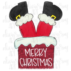 Christmas Sublimation Design | Hand Drawn | PNG Digital Download | Santa Claus | Chimney | Santa Legs | Merry Christmas