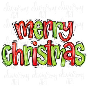 Christmas Sublimation Design | Hand Drawn | PNG Digital Download | Merry Christmas Doodle