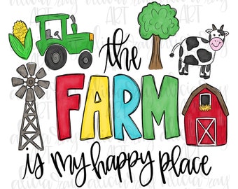 Farm Sublimation PNG Design | Farmer Design Digital Download | Printable Art | Digital Art | Pool Art | Animal | Crops | Barn | Country