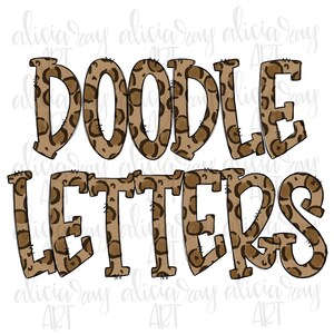Leopard Doodle Letters Alphabet | Hand Drawn Alphabet | Alpha Pack Digital Download | Printable Digital Art | leopard font | animal print