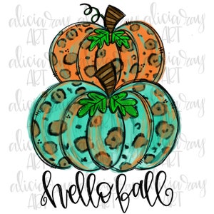 Pumpkin Sublimation Design | Hand Drawn | Leopard Pumpkin Sublimation PNG Design | Digital Download | Digital Art | Fall Design