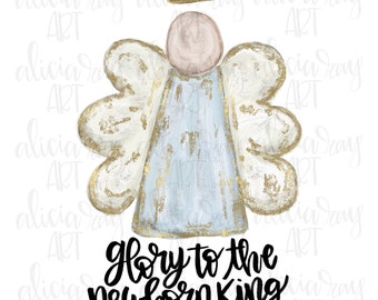 Painted Angel Digital Download / Archivo PNG dibujado a mano / Navidad / Diseño de ángel texturizado / Diseño de toalla / Diseño de almohada / Sublimación