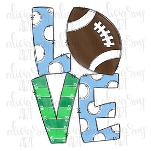 Football Sublimation Design | Football Mom | Hand Drawn | Sublimation PNG | Digital Download | Printable Digital Art | carolina blue