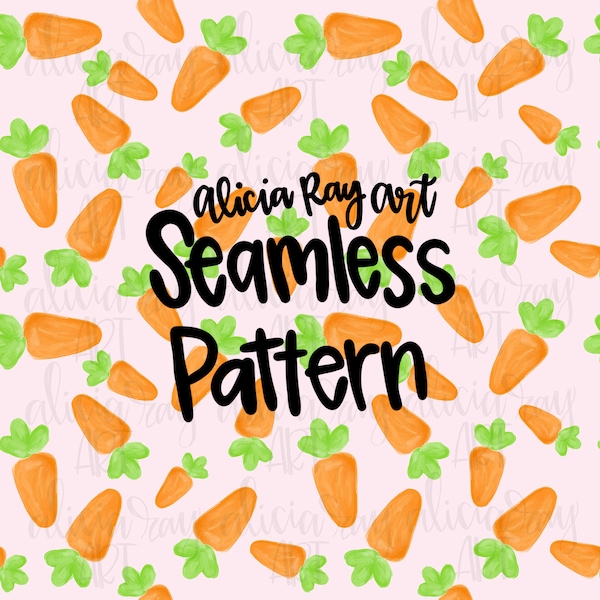 Painted Carrots Seamless Pattern PNG Sublimation Design | Hand Drawn Sublimation PNG | Digital Download | Printable Digital Art | Easter