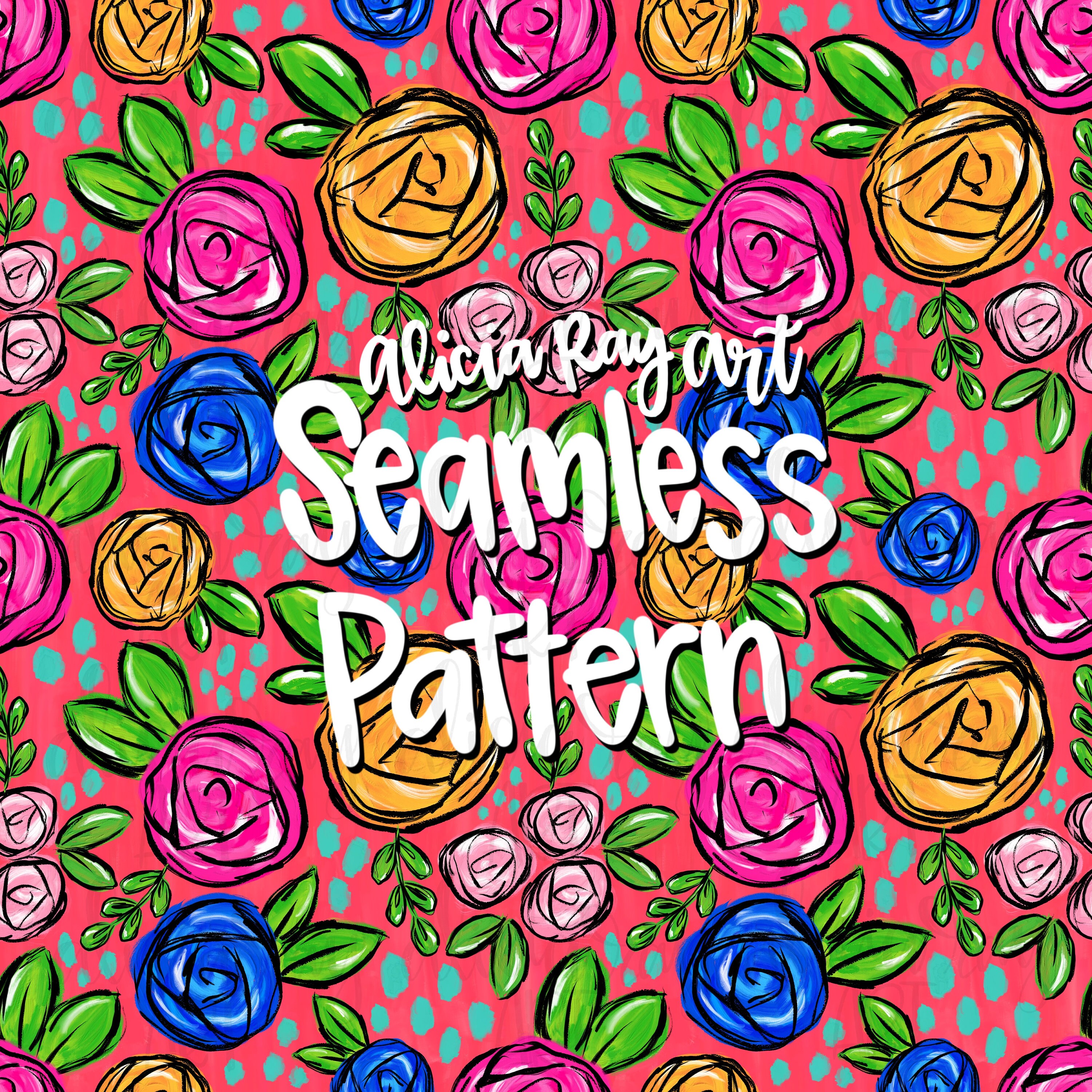 Floral Seamless File Pattern PNG / Hand Painted Repeat Pattern / Digital Download / Digital Paper / painted florals Fabric design / tumbler
