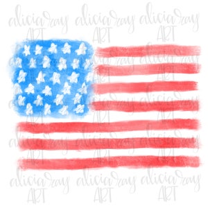 Patriotic Watercolor Flag PNG Design | July Fourth Design | American flag | Memorial Day | Digital Download | Printable Art | Summer
